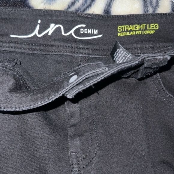 INC Black Straight Leg Crop Denim Jeans Size 2 Regular Fit Cotton Blend Womens - Picture 3 of 10